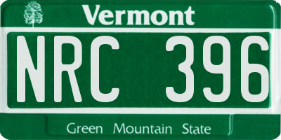 VT license plate NRC396