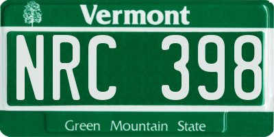 VT license plate NRC398