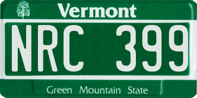 VT license plate NRC399