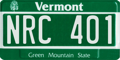 VT license plate NRC401