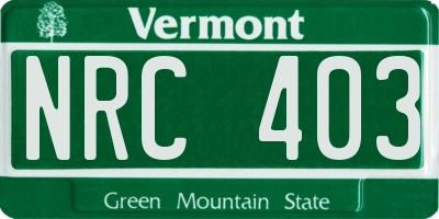 VT license plate NRC403