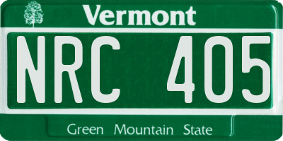 VT license plate NRC405