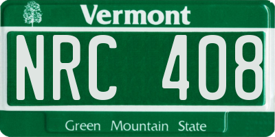 VT license plate NRC408