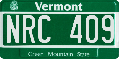 VT license plate NRC409
