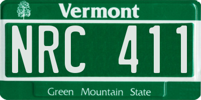 VT license plate NRC411