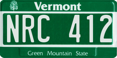 VT license plate NRC412