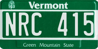 VT license plate NRC415
