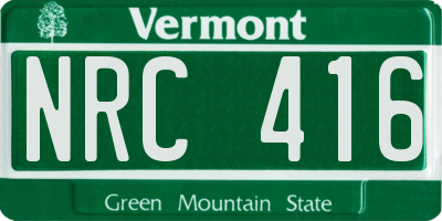 VT license plate NRC416