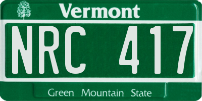 VT license plate NRC417