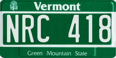 VT license plate NRC418