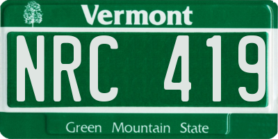 VT license plate NRC419