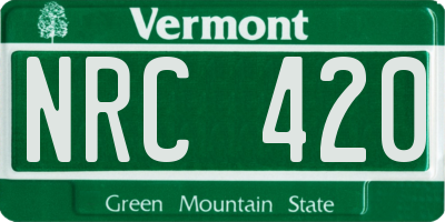 VT license plate NRC420