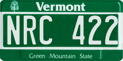VT license plate NRC422