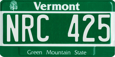VT license plate NRC425