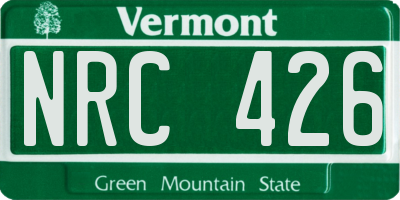 VT license plate NRC426