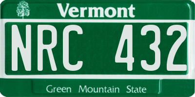 VT license plate NRC432