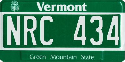 VT license plate NRC434