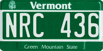 VT license plate NRC436
