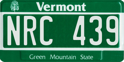 VT license plate NRC439