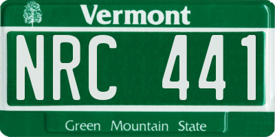VT license plate NRC441