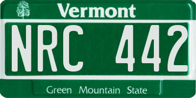 VT license plate NRC442