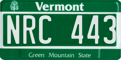 VT license plate NRC443