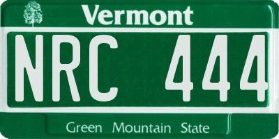 VT license plate NRC444