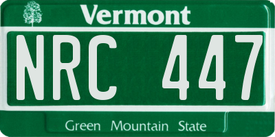 VT license plate NRC447