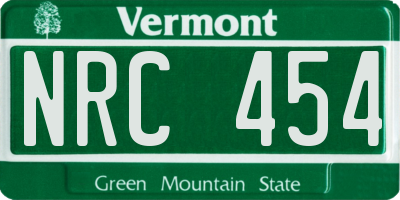 VT license plate NRC454