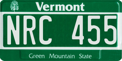 VT license plate NRC455