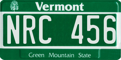VT license plate NRC456