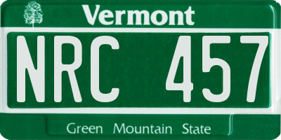VT license plate NRC457