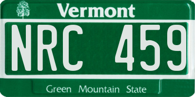 VT license plate NRC459