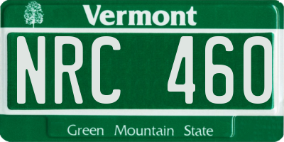 VT license plate NRC460