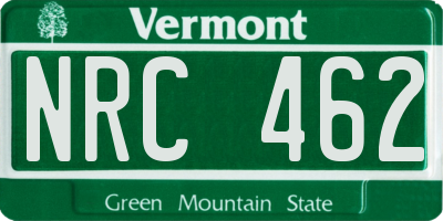 VT license plate NRC462