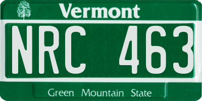 VT license plate NRC463