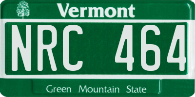 VT license plate NRC464