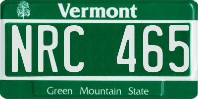 VT license plate NRC465