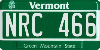 VT license plate NRC466