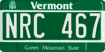 VT license plate NRC467