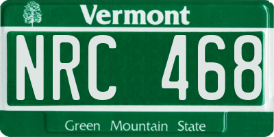 VT license plate NRC468