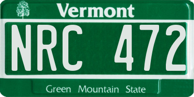 VT license plate NRC472