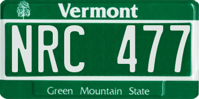 VT license plate NRC477