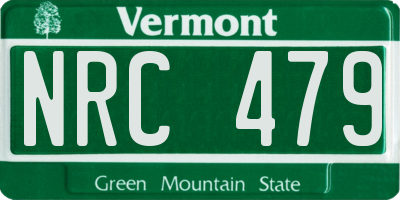 VT license plate NRC479