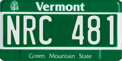 VT license plate NRC481