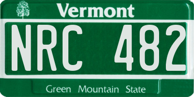 VT license plate NRC482