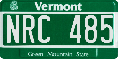 VT license plate NRC485