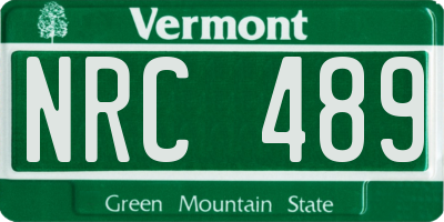VT license plate NRC489