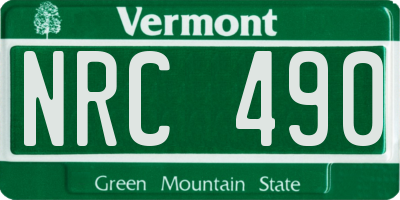 VT license plate NRC490