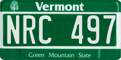 VT license plate NRC497
